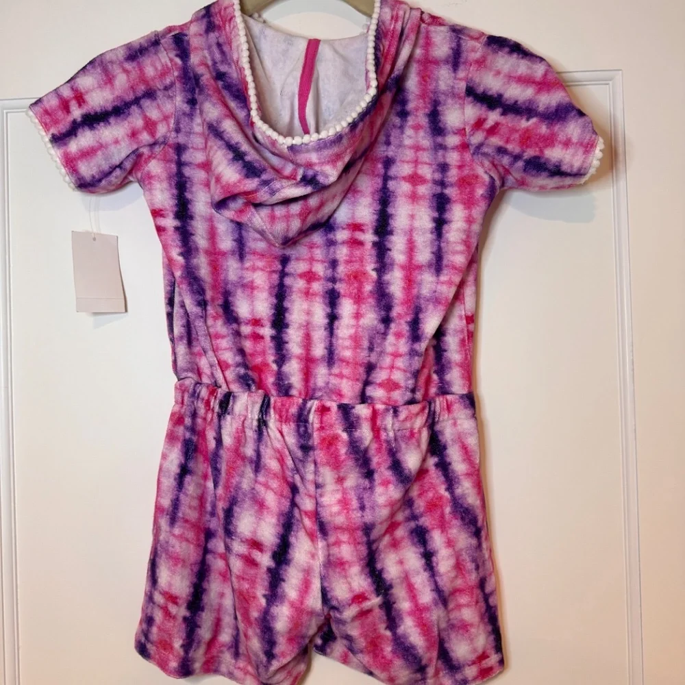 Andy & Evan Kids Tie Dye French Terry Romper Cover-Up, Pink